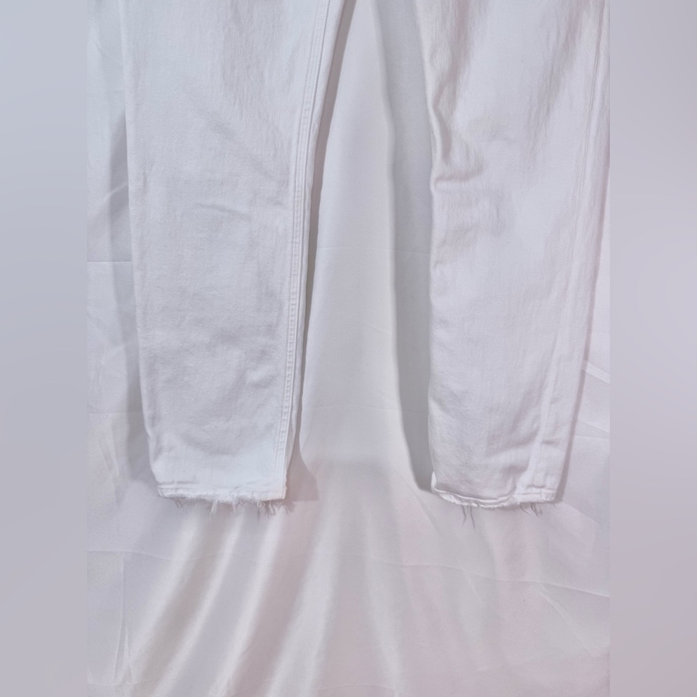 Agolde Riley Long High Rise Straight Leg Jeans With Raw Hem In Sour Cream Color - Picture 7 of 16